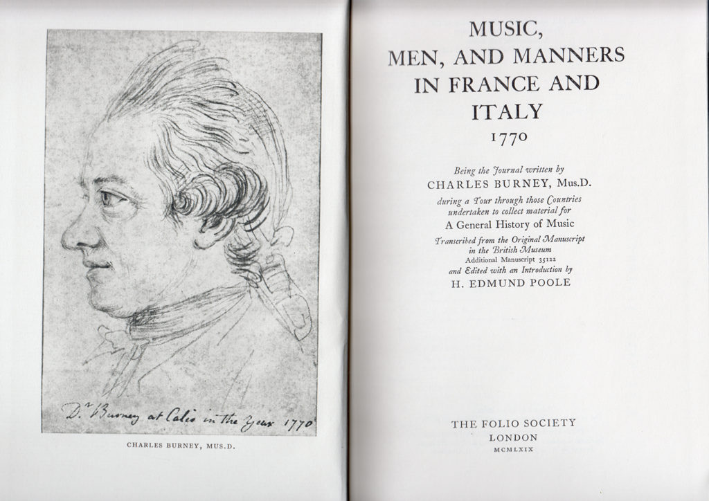 Travel writing on Italy - Men, Music and Manners in France and Italy by Charles Burney