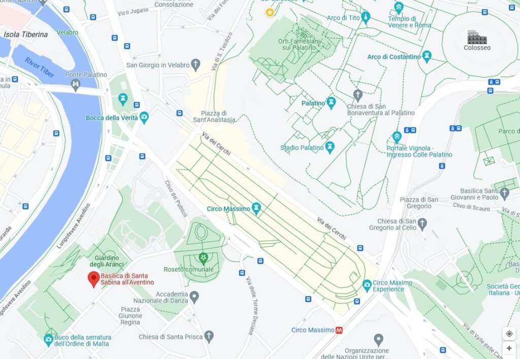 St. Benedict Rome Map Paleochristian Churches Part V - The Basilica of Santa Sabina in Rome