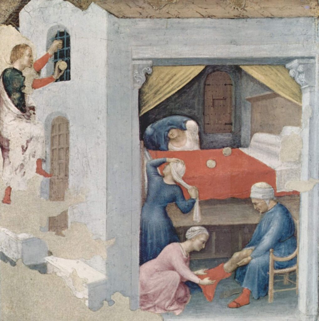 St Nicholas giving the gold to the three women