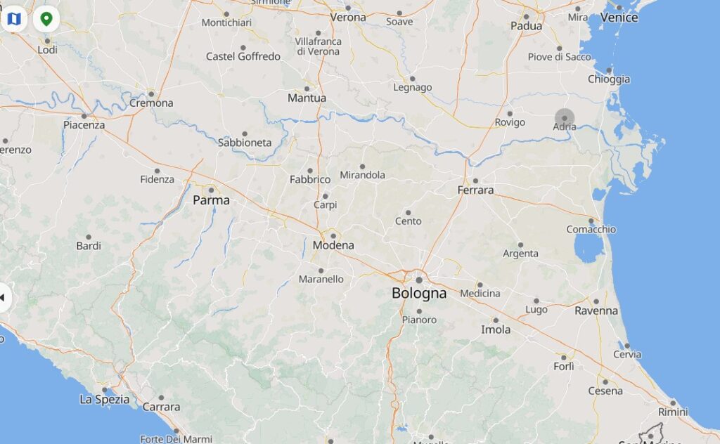 Map of the southern Po Valley